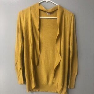 yellow open front cardigan size small merona visco nylon modal blend